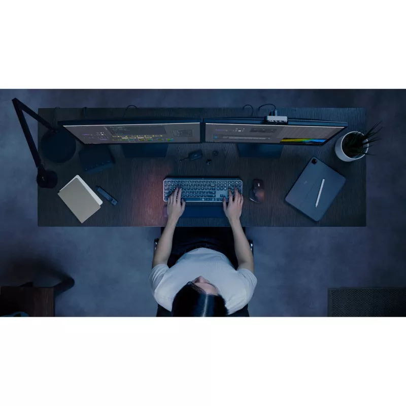 Logitech MX Keys S Combo tastatūra Pele iekļauta Biroja RF Bezvadu + Bluetooth QWERTZ Šveices Grafīts