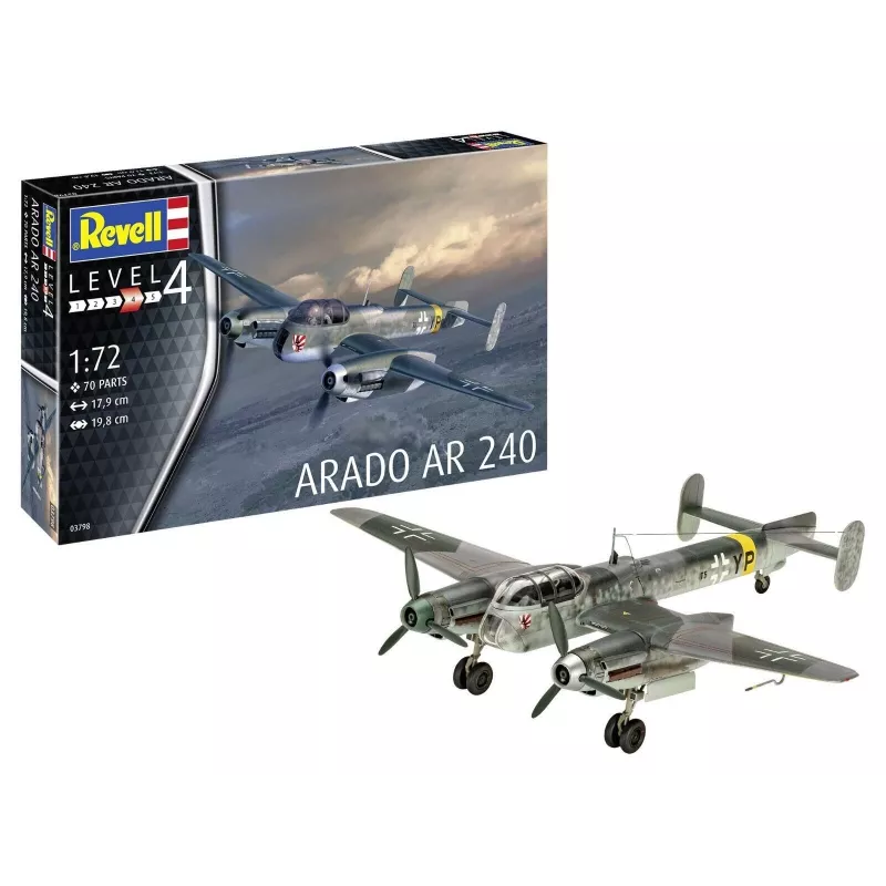 Plastmasas modeļa komplekts REVELL Arado AR-240 mērogā 1:72 — lidmašīnas montāžas modelis