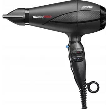 Matu žāvētājs BaByliss PRO Levante 2100 W, maiņstrāvas motors, jonizācijas funkcija, 2 siltuma/2 ātruma līmeņi, melns