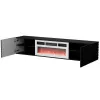 Cama RTV skapis LARA 183x35x37 melns matēts + balts kamīns