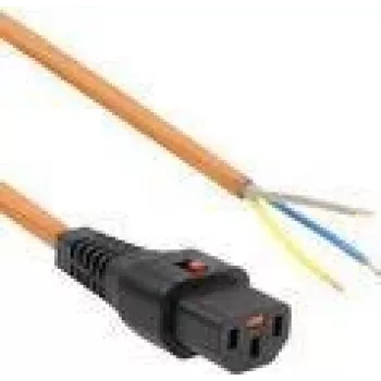 ACT Strāvas vads C13 IEC Lock - atvērts gals oranžs 3 m, PC967