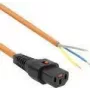 ACT Strāvas vads C13 IEC Lock - atvērts gals oranžs 3 m, PC967