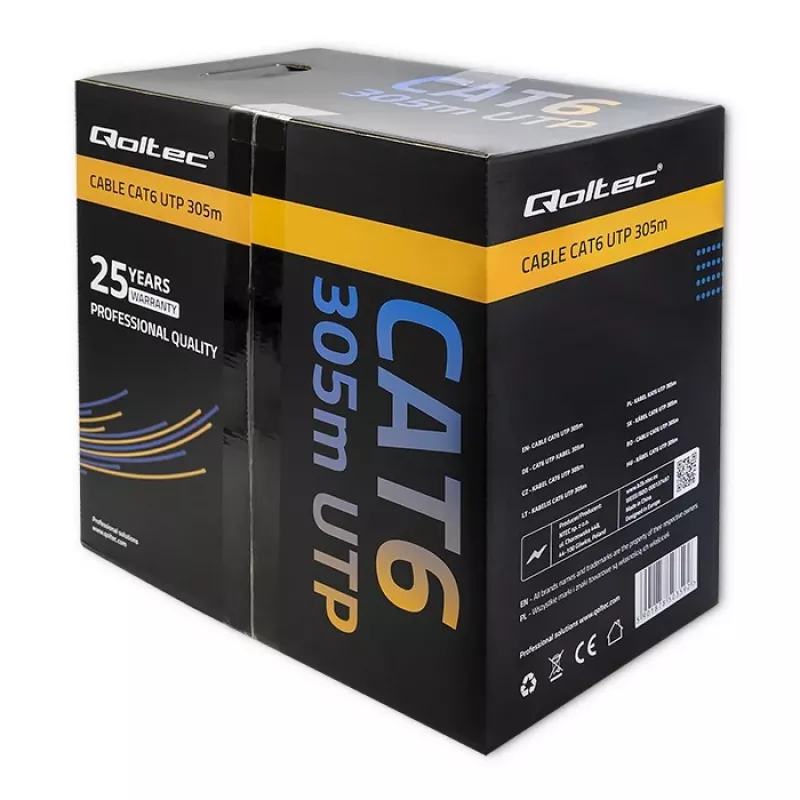 Patchcord UTP kabelis QOLTEC 50359 RJ45 CAT6 305m Zils