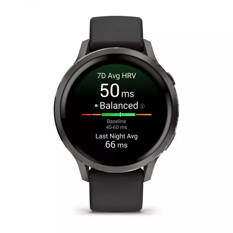 Garmin Venu 4 3,05 cm (1,2) AMOLED 41 mm Digitāls 390 x 390 pikseļi Skārienekrāns Melns Wi-Fi GPS (satelīts)