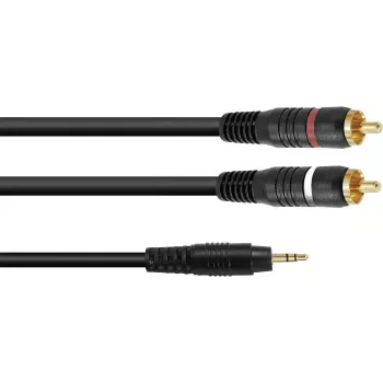 Adaptera kabelis Omnitronic 3,5 mm ligzda uz 2×RCA, 1,5 m, modelis 30225151