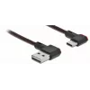 USB kabelis DeLOCK EASY-USB 2.0 Type-A vīr. – Type-C vīr. leņķveida 0,2 m melns