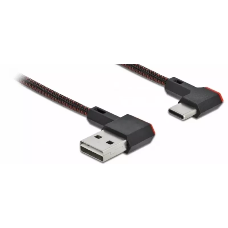 USB kabelis DeLOCK EASY-USB 2.0 Type-A vīr. – Type-C vīr. leņķveida 0,2 m melns