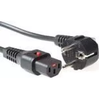 ACT Powercord CEE 7/7 vīr. (leņķveida) - C13 IEC Lock melns 1 m, EL249S