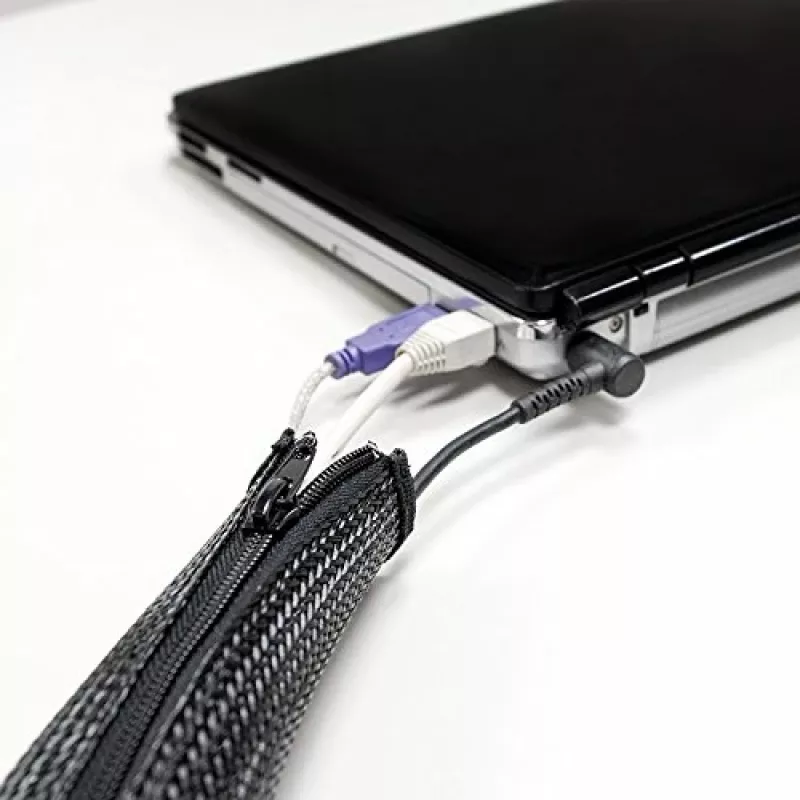 LOGILINK KAB0047 LOGILINK Elastīgs kabeļu organizators ar rāvējslēdzēju, melns, 2 m