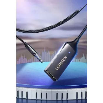 Audio uztvērējs UGREEN CM309 Bluetooth 5.0 USB ar 3,5 mm AUX ligzdu, melns, 20–20000 Hz