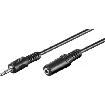 Wentronic Goobay 3,5 mm ligzdas pagarinātājkabelis, melns, 5 m - 3,5 mm ligzda (3 kontaktu, stereo) > 3,5 mm ligzda (3 kontaktu, stereo) (50090)