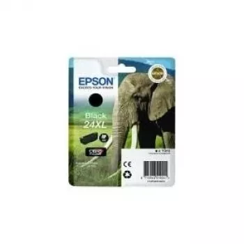 Epson Elephant Singlepack Melns 24XL Claria Photo HD tinte, melna, pigmenta tinte, 1 gab.