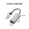 USB-A/-C uz 2,5G Ethernet adapteris, pelēks