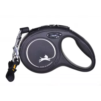 Izvelkamā siksna Flexi New Classic Cat XS 3 m — auklas pavada maziem mājdzīvniekiem, melna, maksimālā slodze 8 kg