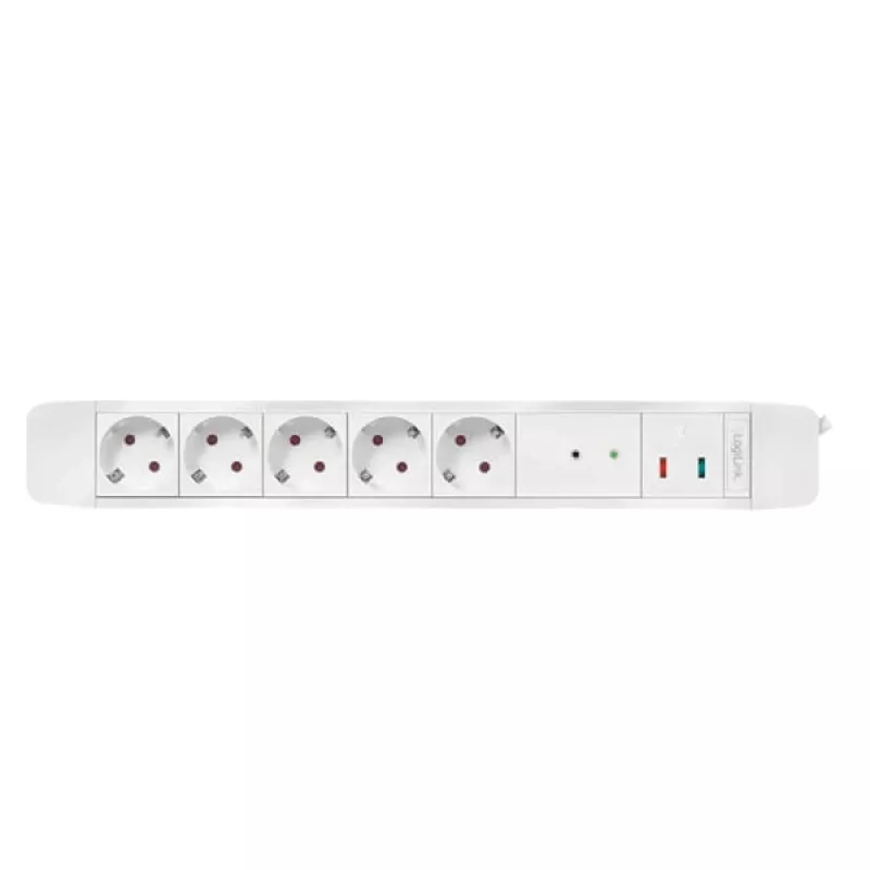 LogiLink LPS402 strāvas pagarinātājs 1,5 m 5 maiņstrāvas rozetes iekštelpām balta