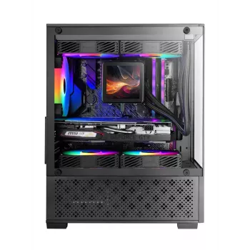 TACENS Mars Gaming MC-SE2 — Mini-ITX / Micro-ATX, melns, sānu logs, apakšā izvietots barošanas bloks, atbalsta 2x2,5 collu + 1x3,5 collu