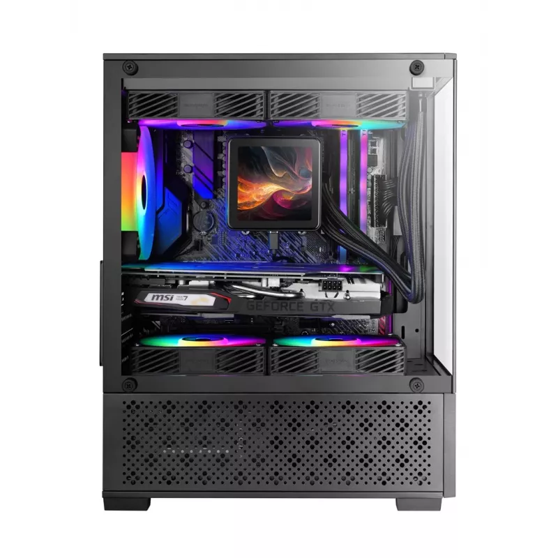 TACENS Mars Gaming MC-SE2 — Mini-ITX / Micro-ATX, melns, sānu logs, apakšā izvietots barošanas bloks, atbalsta 2x2,5 collu + 1x3,5 collu