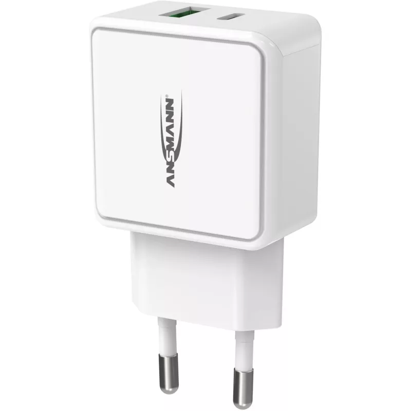 ANSMANN HC218PD - Barošanas avots - 18 W - 3000 mA - PD, QC 3.0 - 2 izejas porti (USB, USB-C) - Balts (1001-0111)