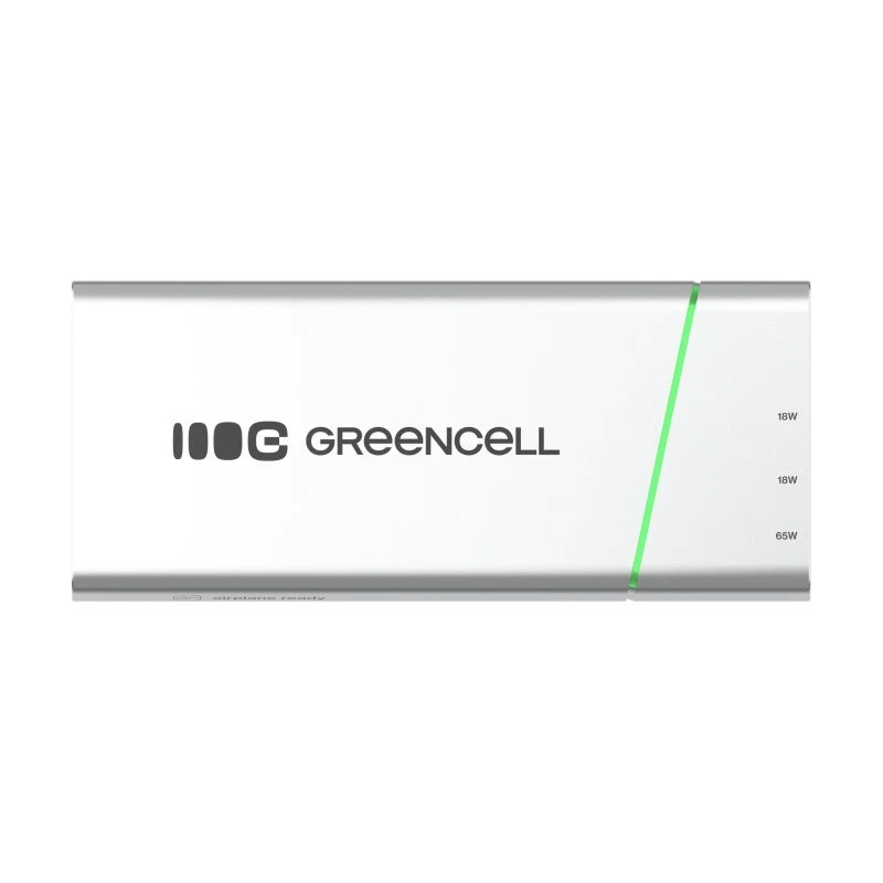 Portatīvs akumulators zaļa Cell BPLGC20P 20800 mAh litija jonu, USB-C PD 65W, 2x USB-C + 1x USB-A, alumīnija korpuss