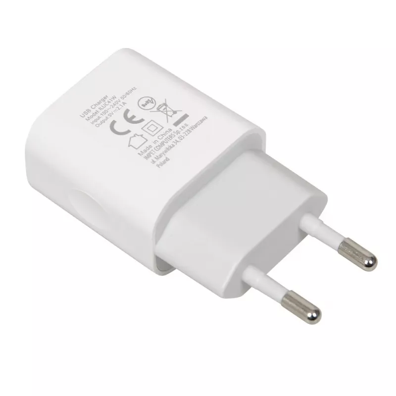 Strāvas lādētājs iBOX C-41 USB 2A, 1 USB ports, microUSB kabelis, Balts
