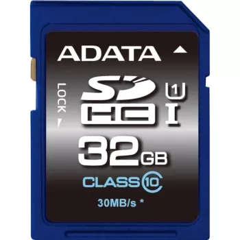 ADATA Premier SDHC UHS-I U1 Class10 32GB, 32 GB, SDHC, Class 10, 30 MB/s, 10 MB/s, Melns, Zils