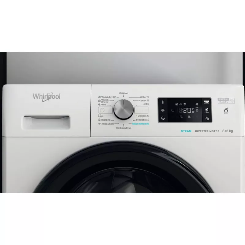 Whirlpool FFWDB864349BVEE veļas mazgāšanas un žāvēšanas iekārta 8 kg / 6 kg 1400 RPM
