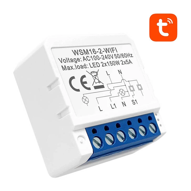 Viedā slēdža modulis Avatto WSM16-W2 WiFi tālvadība, vienkanāla relejs mājas automatizācijai