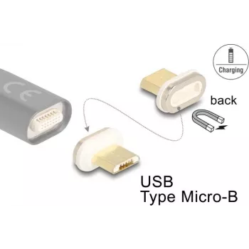 Kabeļu savienotāja pārveidotājs DeLOCK 66575 Magnēts USB Micro-B Zelts Balts