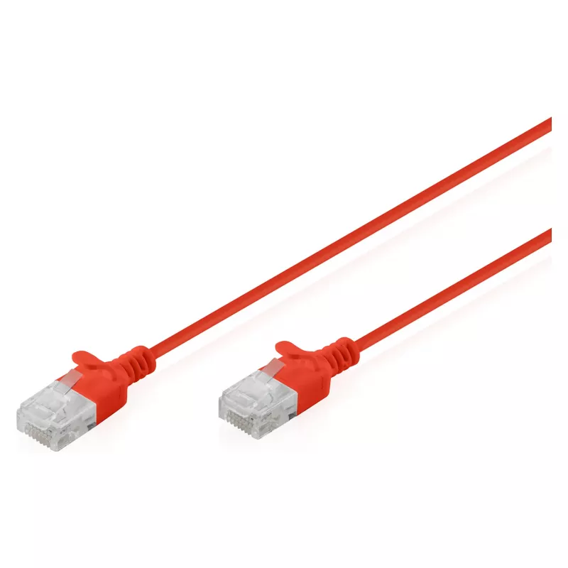 komutācijas kabelis DIGITUS CAT6 U-UTP plāns, 2 m, sarkans