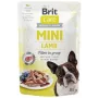 Brit Mini Lamb slapjā suņu pastēte 85 g — vienas olbaltumvielas jēra gaļas slapjā barība maziem pieaugušiem suņiem, bez graudiem, 85 g paciņa