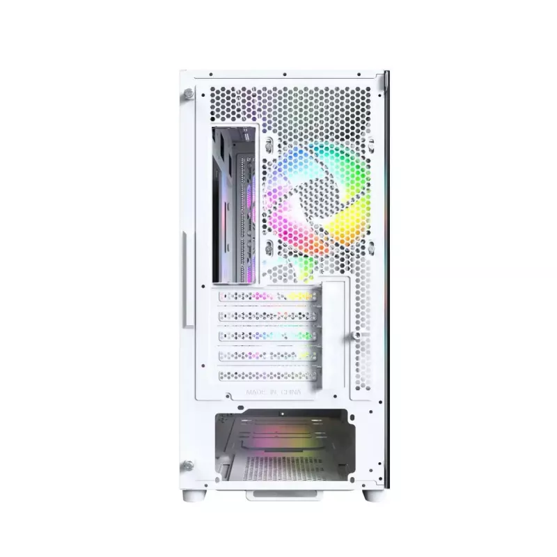 PC case Montech X5M (W) Micro Tower, balta — Micro-ATX/Mini-ITX, supports ATX PSU, 3x120mm front, 1x120mm rear, 2x3.5 inch bays, 4x2.5 inch bays