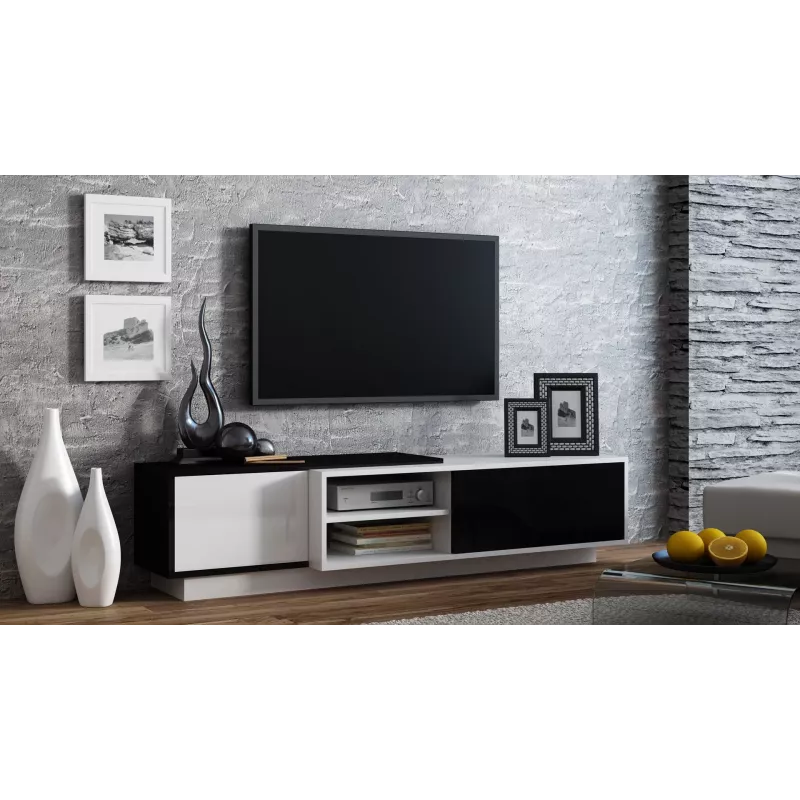 Cama TV skapis SIGMA1 180 balts/melns glancēts