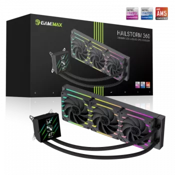 Gamemax | CPU šķidruma dzesētājs | HAILSTORM 360 LCD | Melns