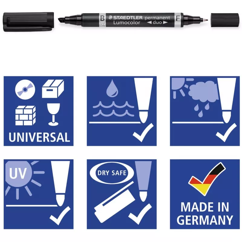 Pastāvīgais marķieris Staedtler Lumocolor permanent duo 348 B melns 1 gab.