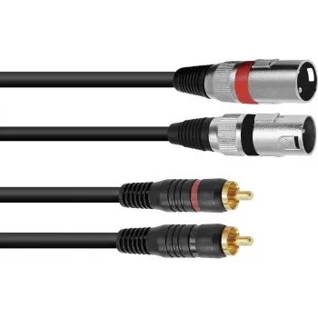Audio kabelis 1m Omnitronic 3022522B 2x XLR 2x RCA melns