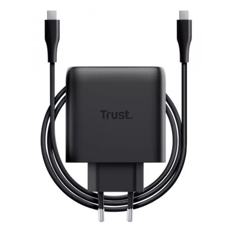 Lādētājs Trust Maxo 65W 2-Port USB-C GaN Lādētājs Ātrā Uzlāde Melns