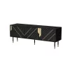 TV skapis Cama Meble MOUNTAIN 154x40x55 cm — skaidu plākšņu virsma, melns un zelts