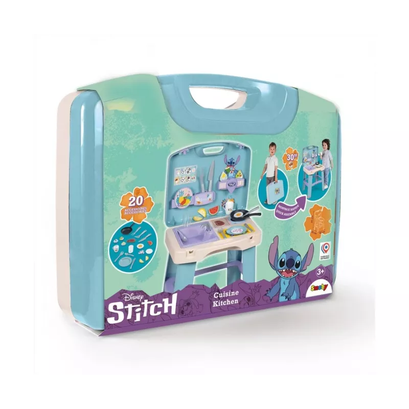 Rotaļu virtuve SMOBY Stitch Kitchen 7600311909 ar piederumiem – bērnu lomu spēļu virtuves komplekts