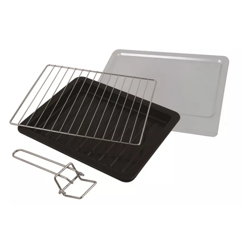 Mini krāsns ESPERANZA EKO008N — 20 L, 1280–1300 W, līdz 230°C, 60 min mehāniskais taimeris, rotācijas vadības pogas, stikla durvis, brīvi stāvoša