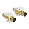 Keystone modulis DELOCK 86338 — Mini-DIN 4 uz Mini-DIN 4, balts, 22×40×15 mm