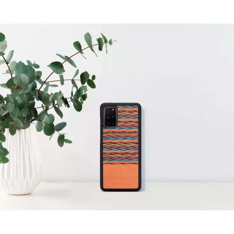 Telefona maciņš man and wood Samsung Galaxy S20+ — brūns rūtis ar melnu apmali
