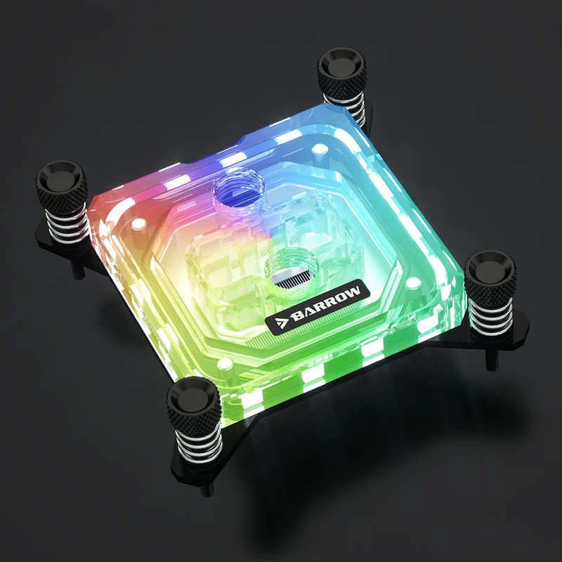Ūdens bloks Barrow LTYK3-04I Melns Acrylic RGB CPU dzesēšanai, akrila augšdaļa, RGB apgaismojums