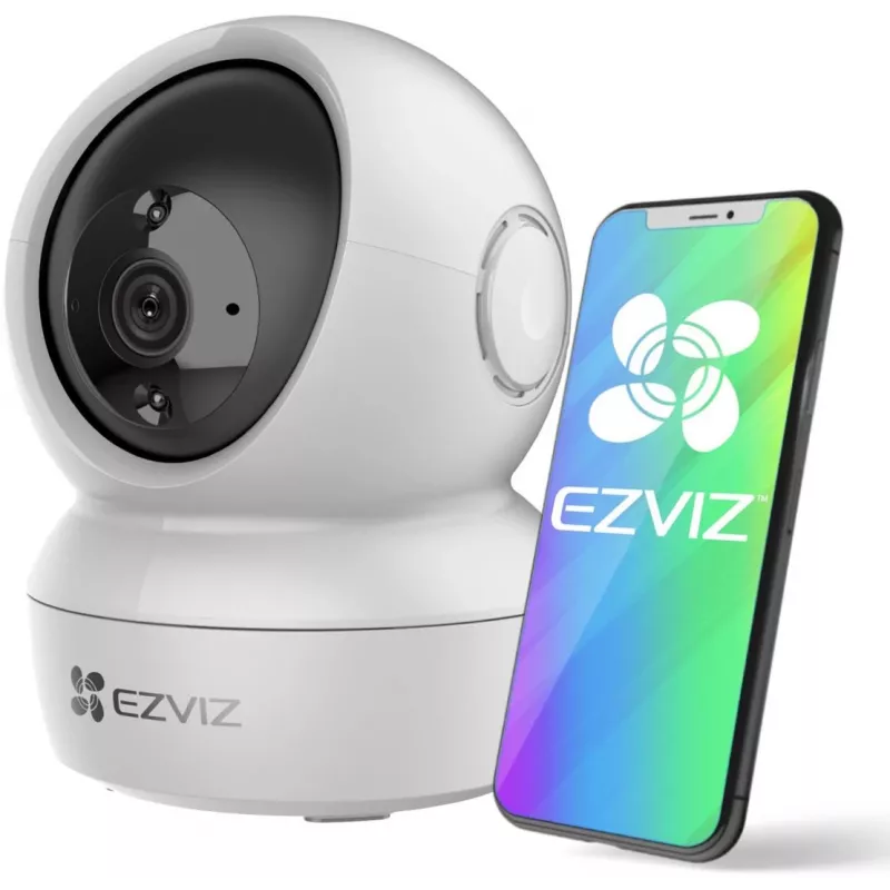 IP drošības kamera EZVIZ H6c 1920 x 1080, iekštelpu sfēriska, Wi‑Fi un Ethernet, 4 mm objektīvs, 360° skats, microSD līdz 256 GB