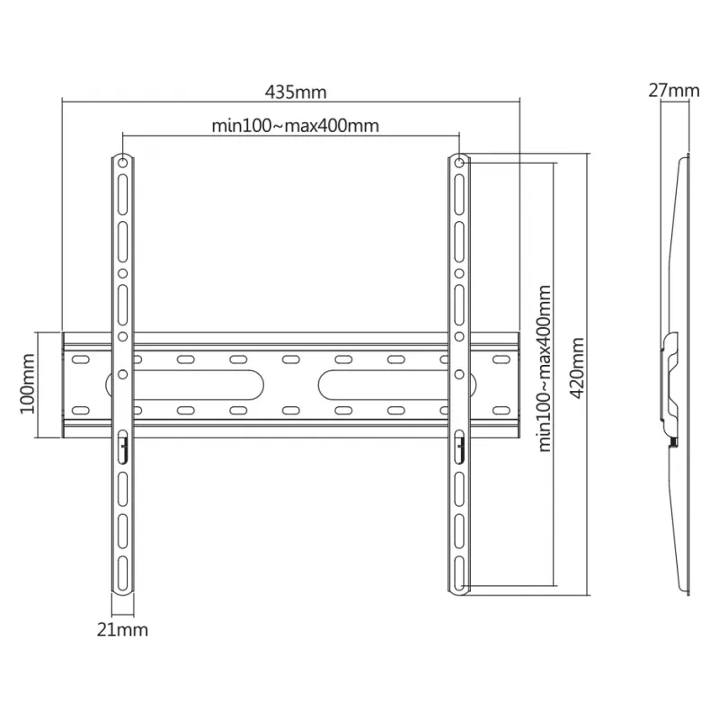 TV sienas stiprinājums SBOX PLB-2544F-2 televizoriem ar 32–70 collu ekrānu, līdz 45 kg, VESA 400x400