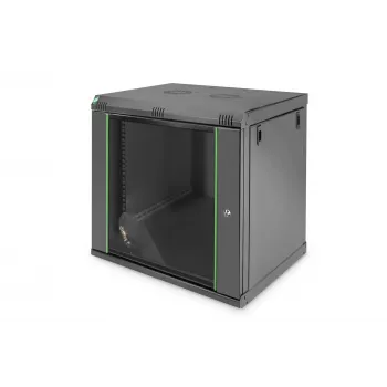 DIGITUS Dynamic Basic DN-19 16-U-EC-SW - skapis - tīkla skapis - piemērots montāžai pie sienas - melns, RAL 9005 - 12U - 48.3 cm (19)