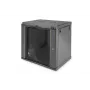 DIGITUS Dynamic Basic DN-19 16-U-EC-SW - skapis - tīkla skapis - piemērots montāžai pie sienas - melns, RAL 9005 - 12U - 48.3 cm (19)