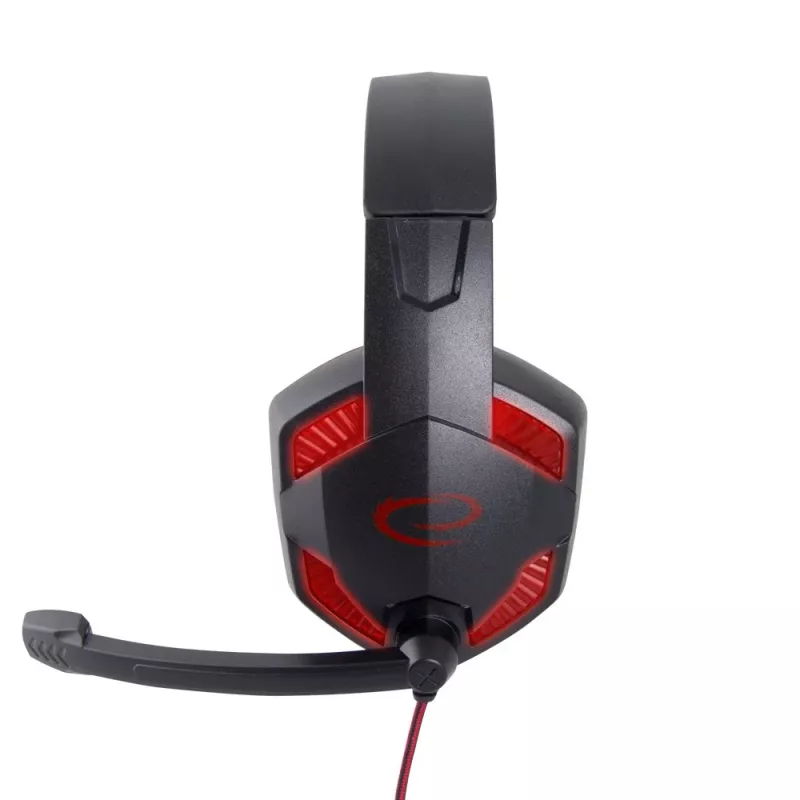Spēļu austiņas ESPERANZA BLACKBIRD, mikrofons, USB/Jack 3.5 mm, melna/sarkana