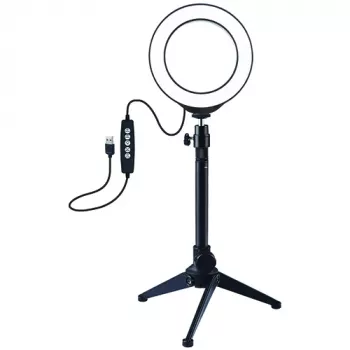 LED gredzena gaisma 12cm ar galda statīvu līdz 24,5cm, USB, RGBW