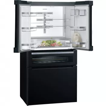 Siemens KF96RSBEA blakus-blakus ledusskapis Brīvi novietojams 572 L Melns