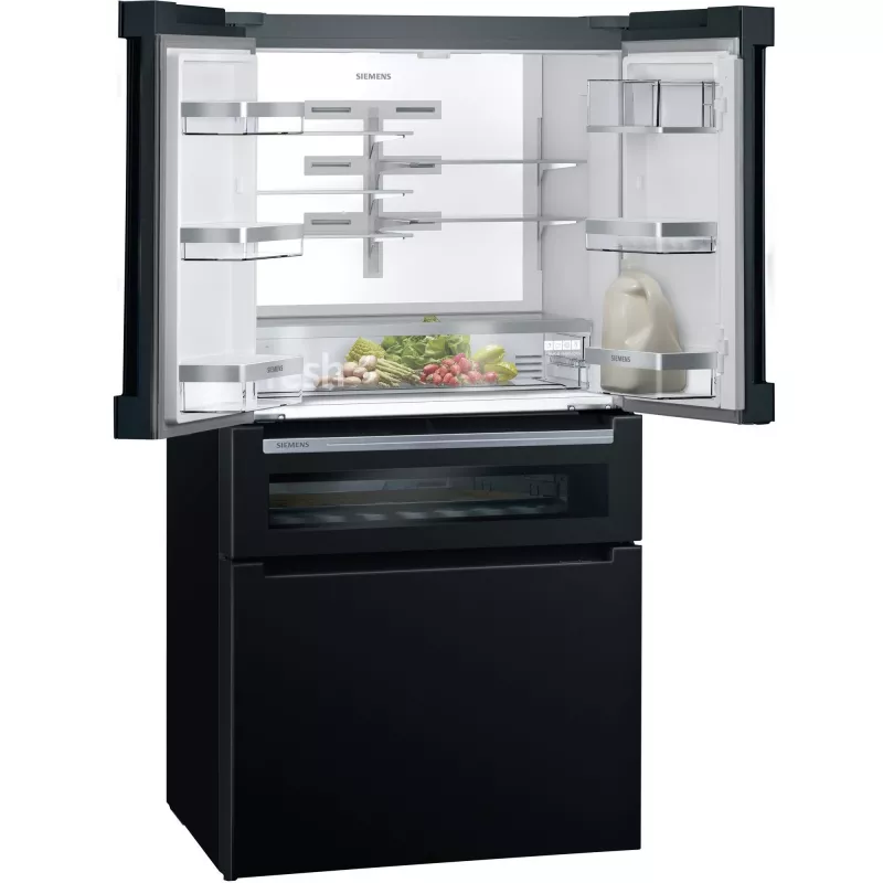 Siemens KF96RSBEA blakus-blakus ledusskapis Brīvi novietojams 572 L Melns